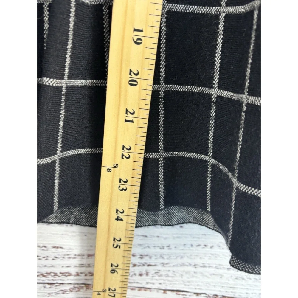 Jules and Leopold Knit Skirt L Shadow Pleats Black Check A-Line Academia Preppy